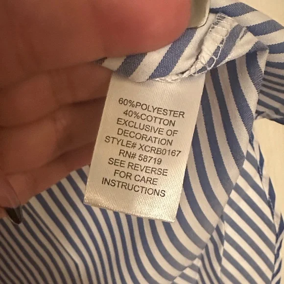 NY Collection Blue and White Striped Blouse - Picture 8 of 9